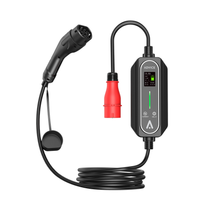 Adjustable three-phase electric vehicle portable charger up to 16 amps with charging power up to 11KW