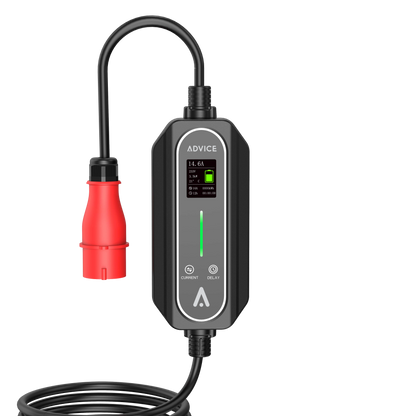Adjustable three-phase electric vehicle portable charger up to 16 amps with charging power up to 11KW