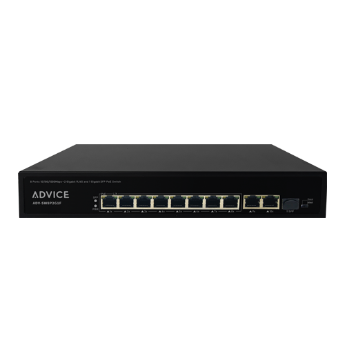 ADV-SW8P2G1F 8 Ports Gigabit PoE Switch with 2 Gigabit RJ45 and 1 SFP